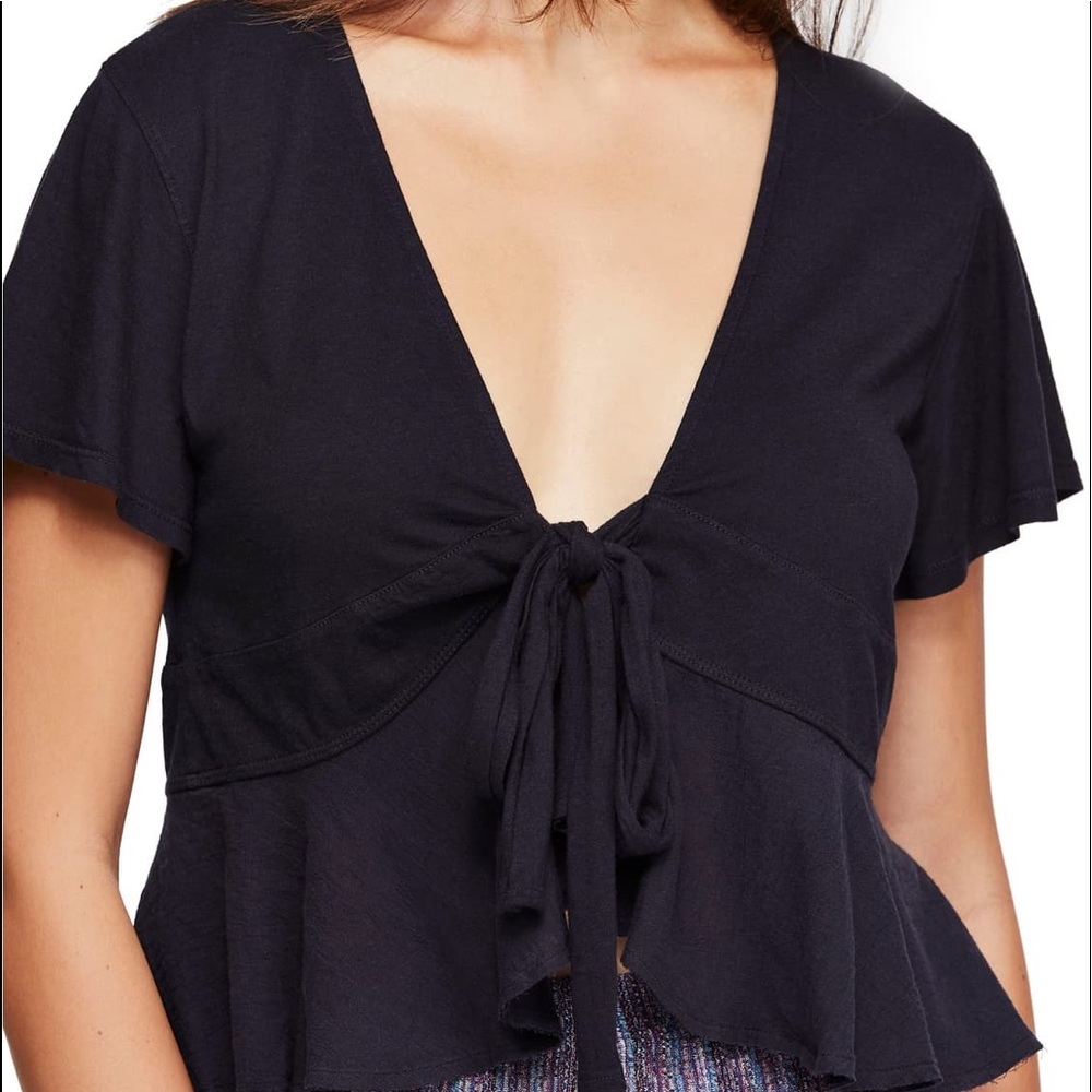 Free People Knot Me Black Tie Top